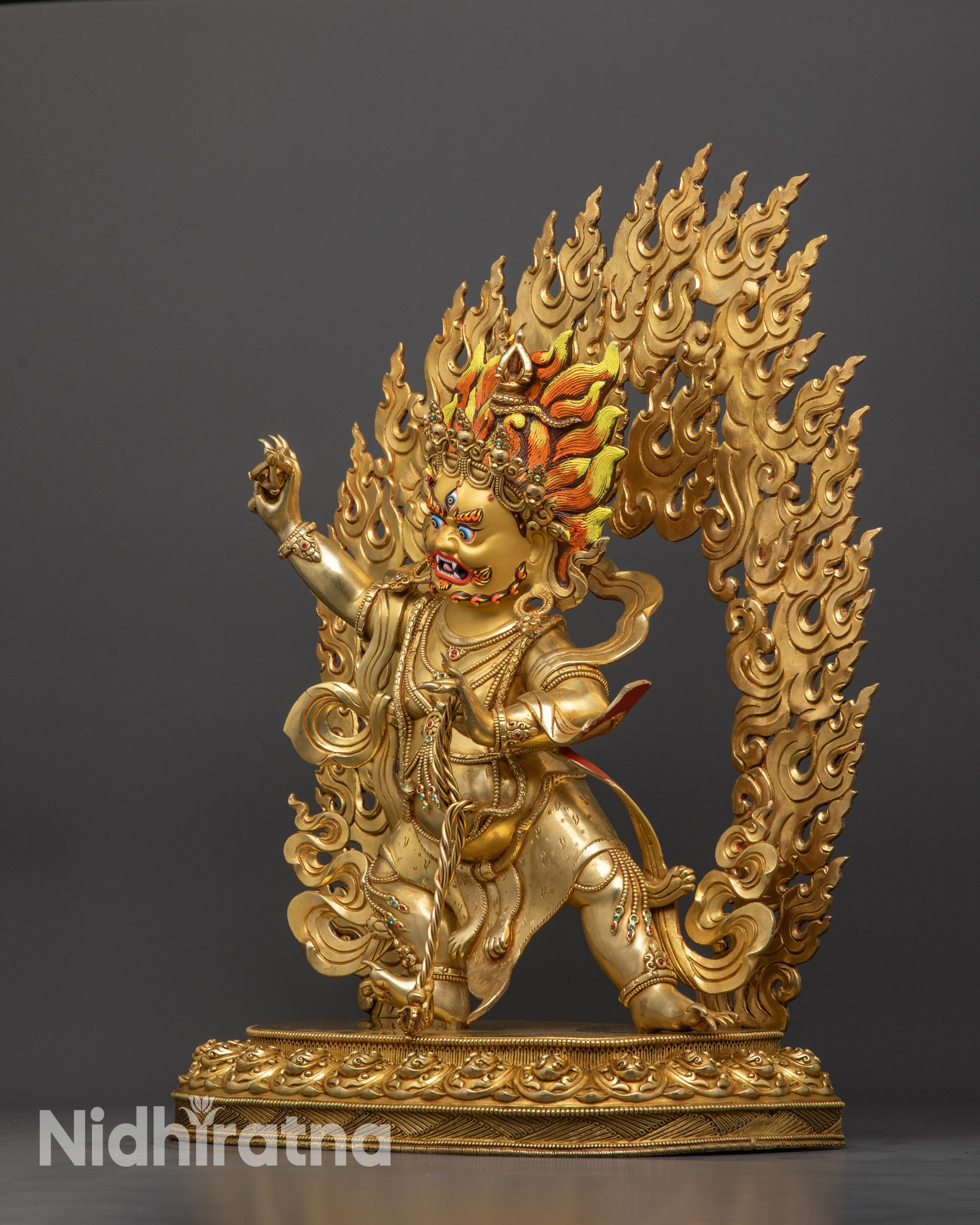 Bodhisattva Vajrapani Statue | Wrathful Protector in Copper