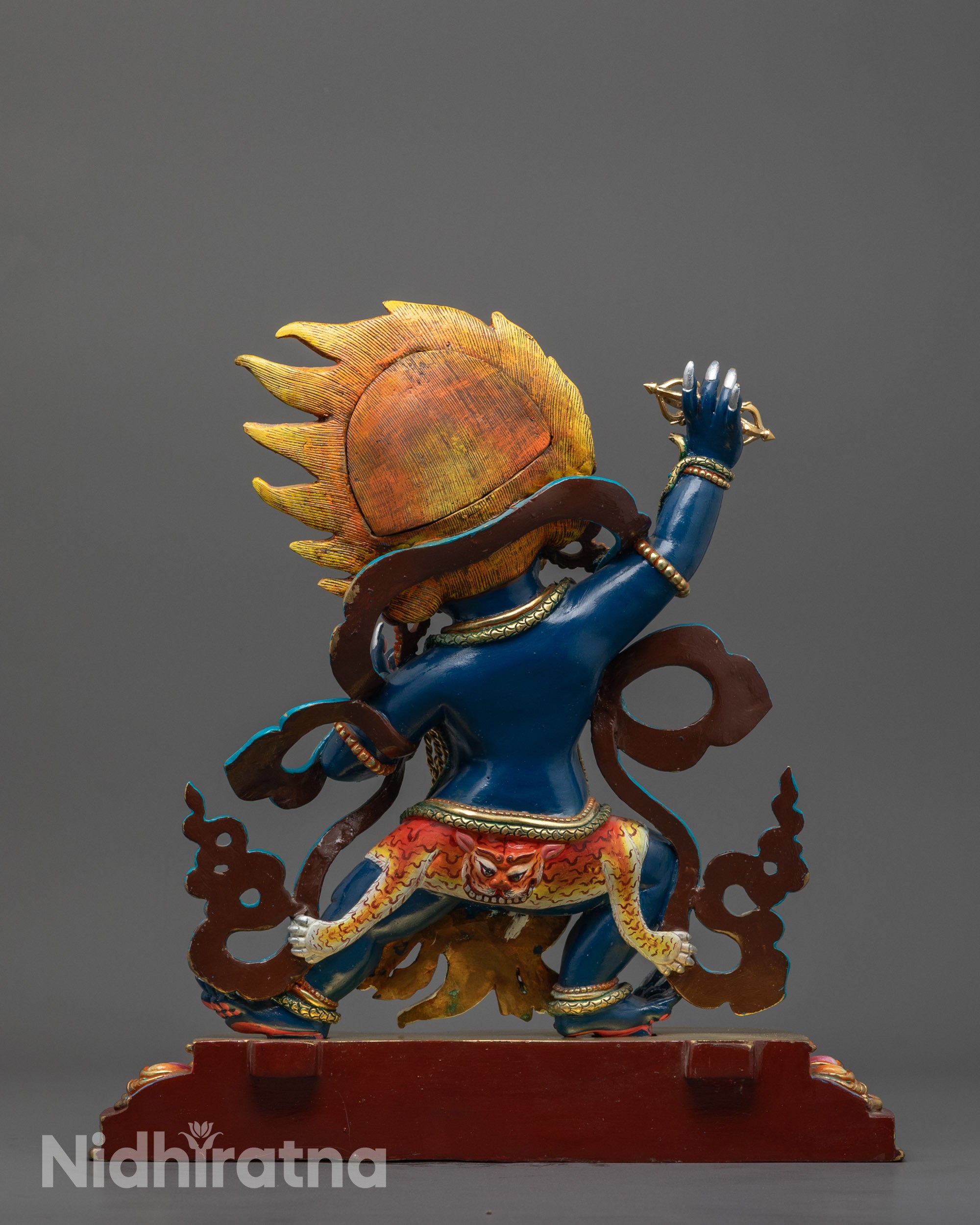 Blue Colored Vajrapani Statue | Artisan Craftmanship with Fierce halo