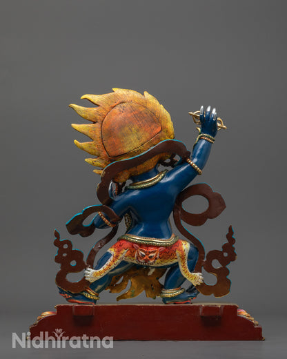 Blue Colored Vajrapani Statue | Artisan Craftmanship with Fierce halo
