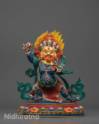 Wrathful Blue Colored Vajrapani Statue | Powerful Protector