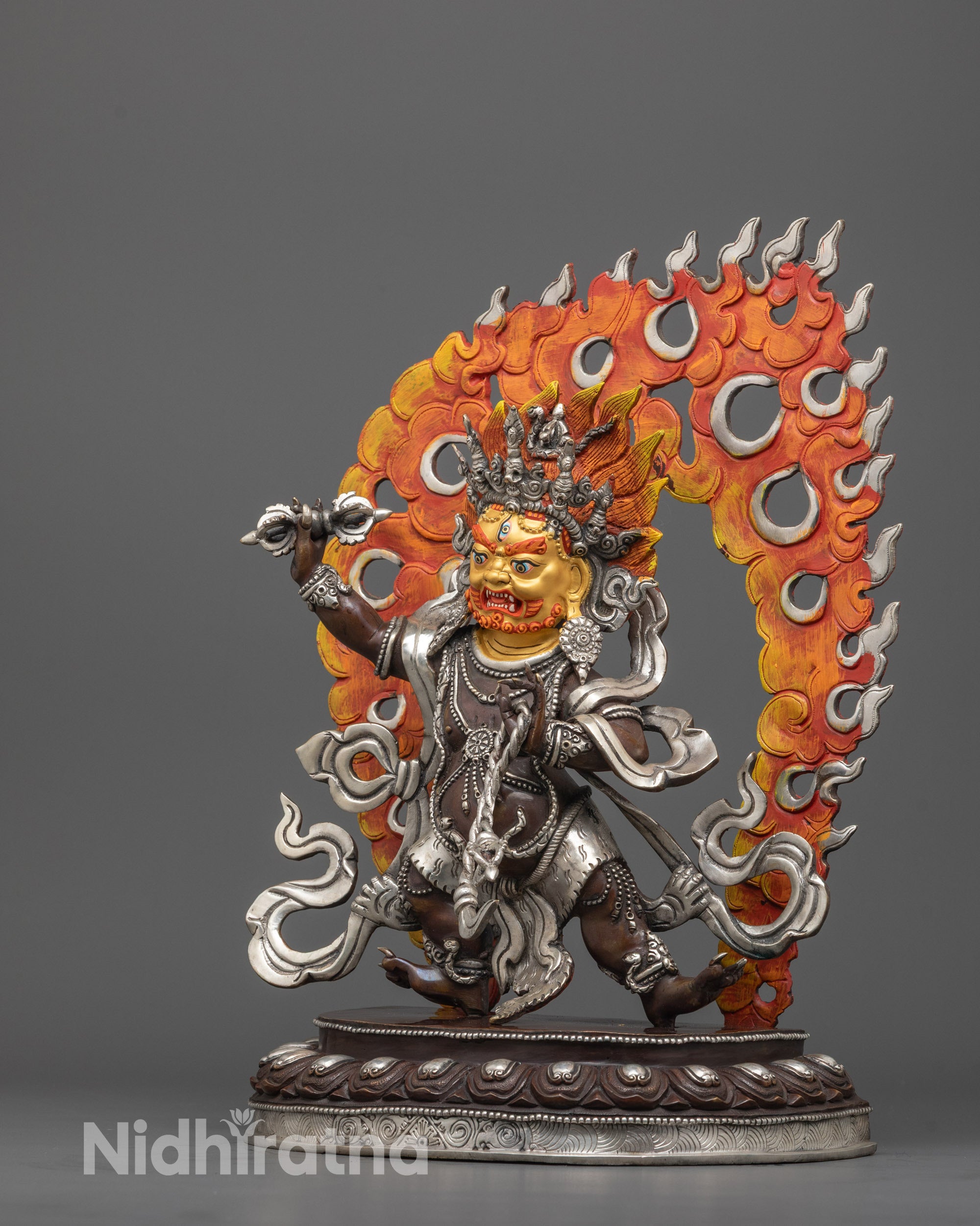 Fierce Vajrapani Statue | Handcrafted Oxidized Protector of the Dharma