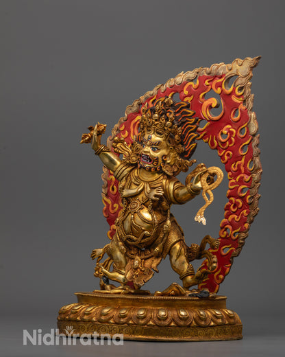 Tibetan Vajrapani Statue | Fire-Gilded Buddhist Sculpture