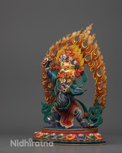 Wrathful Blue Colored Vajrapani Statue | Powerful Protector