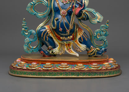 Blue Colored Vajrapani Statue | Artisan Craftmanship with Fierce halo