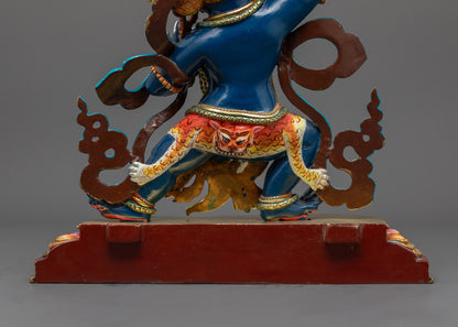 Blue Colored Vajrapani Statue | Artisan Craftmanship with Fierce halo