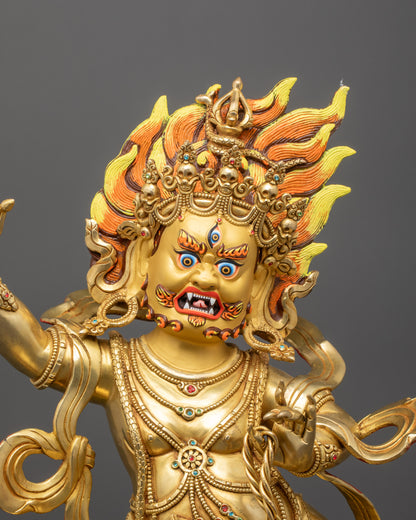 Bodhisattva Vajrapani Statue | Wrathful Protector in Copper