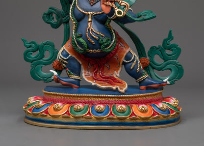 Wrathful Blue Colored Vajrapani Statue | Powerful Protector
