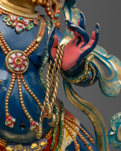 Blue Colored Vajrapani Statue | Artisan Craftmanship with Fierce halo