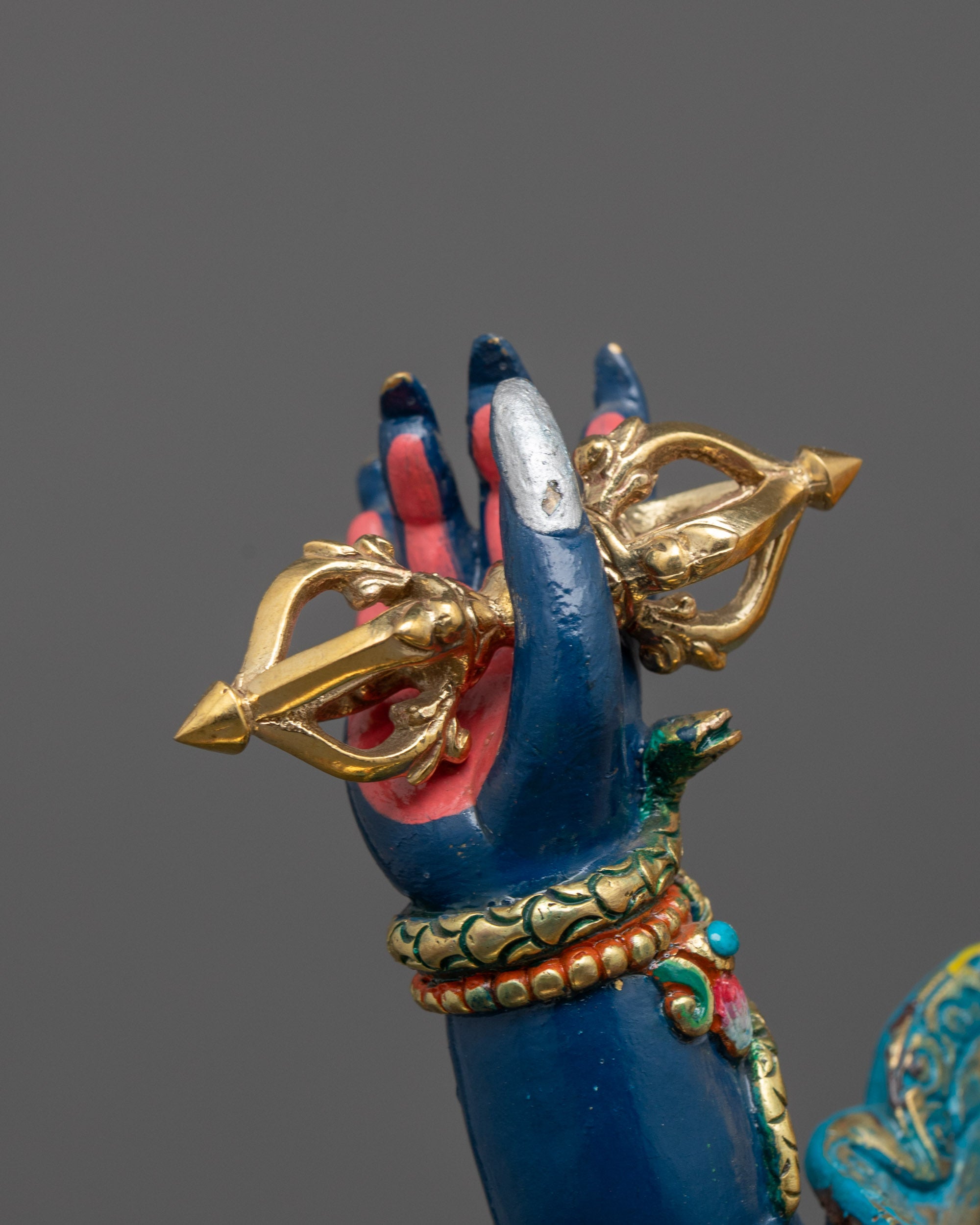 Blue Colored Vajrapani Statue | Artisan Craftmanship with Fierce halo