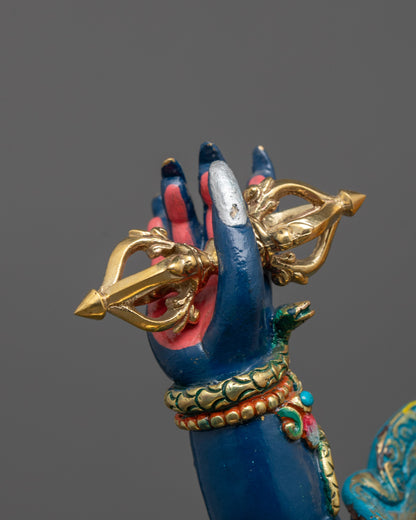 Blue Colored Vajrapani Statue | Artisan Craftmanship with Fierce halo