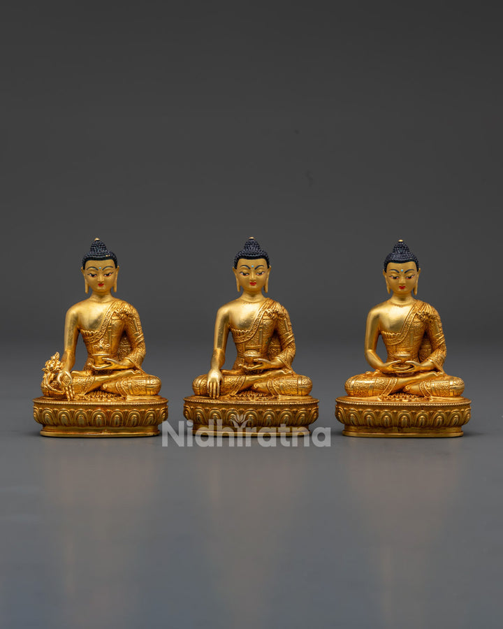 Three Buddha Set Statue | Traditional Buddhist Decor for Meditation