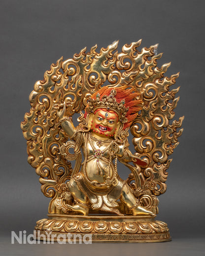 Vajrapani Statue for home altar, handcrafted Nepalese copper sculpture