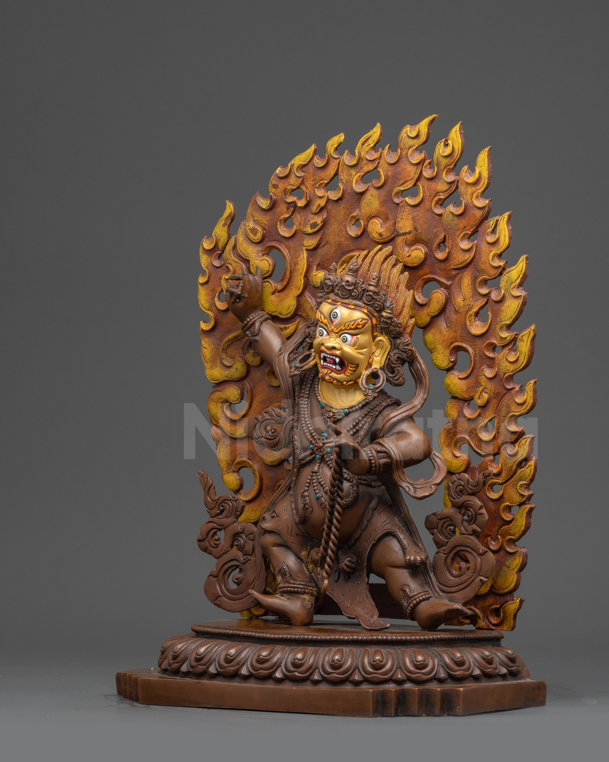 Vajrapani Statue with Hand-Painted Blazing Halo for Meditation Altar