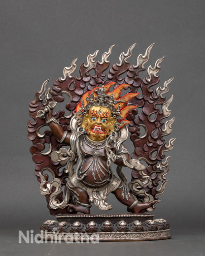 Vajrapani statue for meditation altar, handcrafted Nepalese Buddhist protector deity