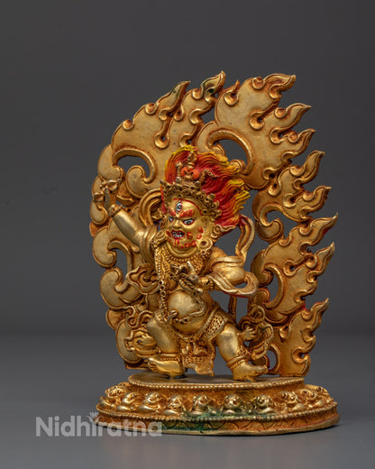 Vajrapani statue’s Lasso representing binding of negative forces in Tibetan Buddhist art
