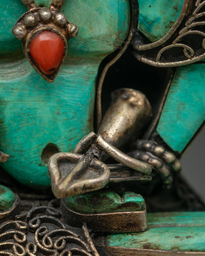 Turquoise Vajrasattva Statue | Traditional Nepalese Craftsmanship