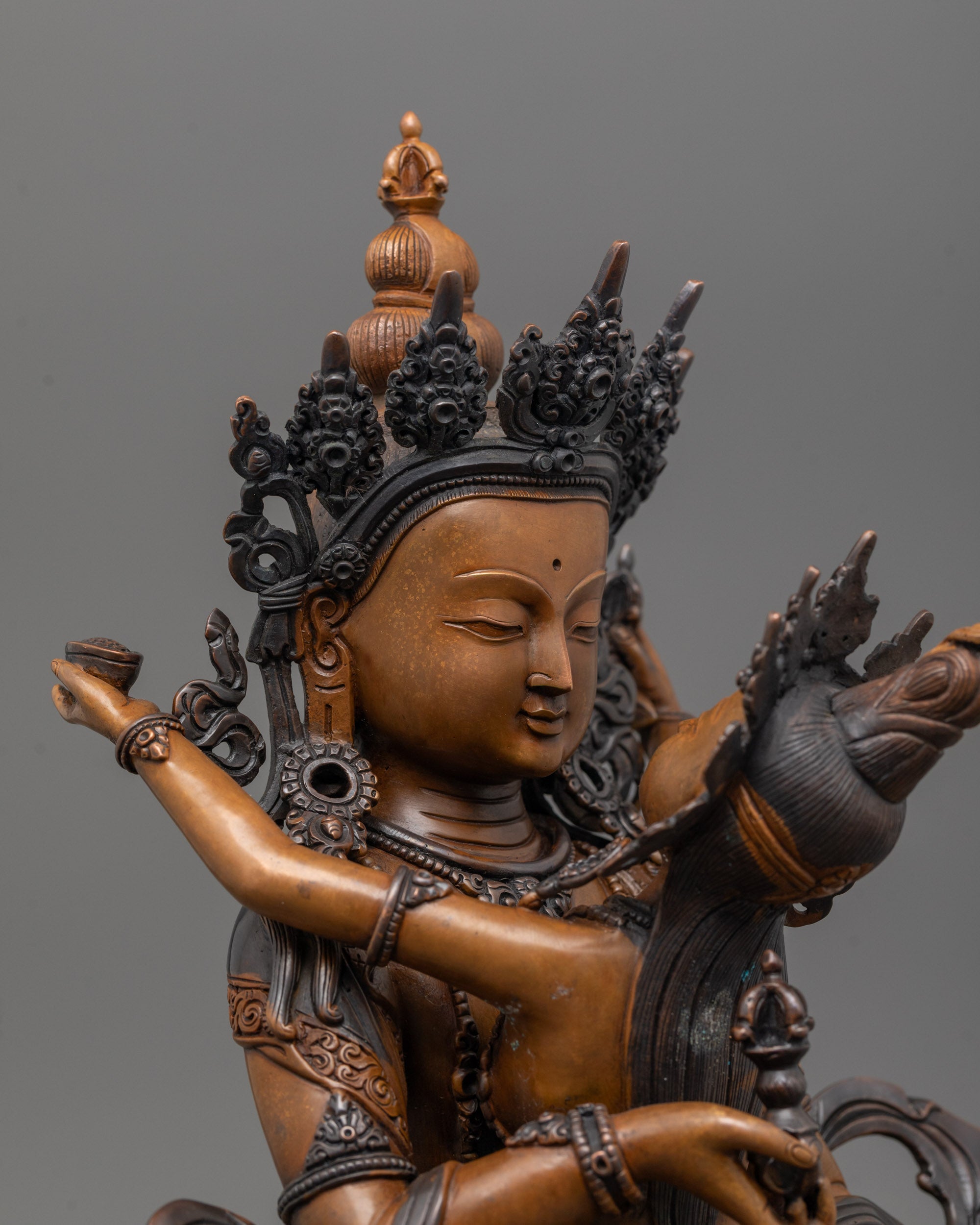 Oxidized Vajrasattva Union Statue | Artwork Featuring Divine Consort