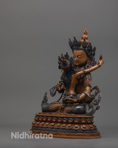 Oxidized Vajrasattva Union Statue | Artwork Featuring Divine Consort