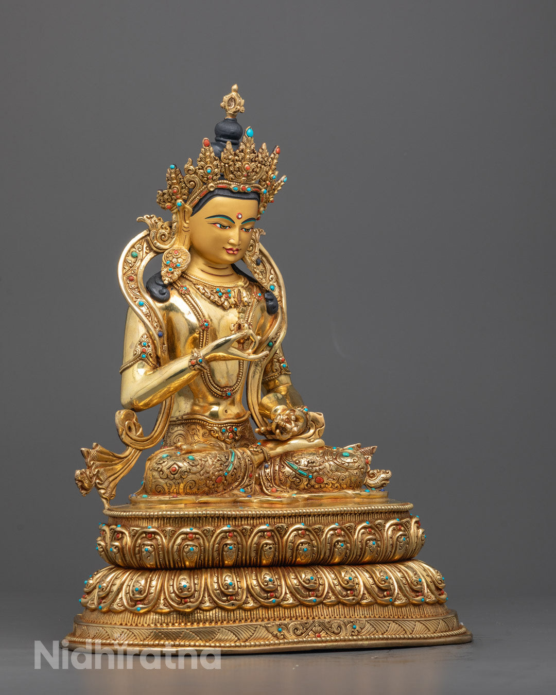Gold Gilded Vajrasattva Statue, Handmade, Fire Gilded in 24k Gold, | Dorje Sempa