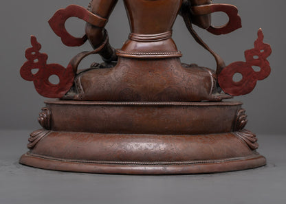 Vajrasattva Statue | Oxidized Copper with Gold Face