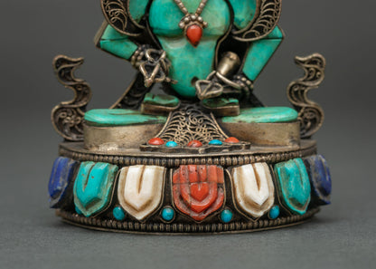 Turquoise Vajrasattva Statue | Traditional Nepalese Craftsmanship