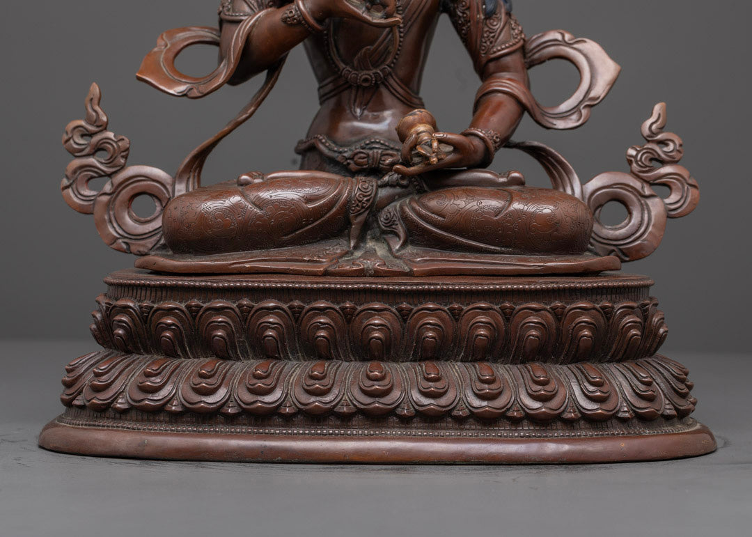 Vajrasattva Statue | Oxidized Copper with Gold Face