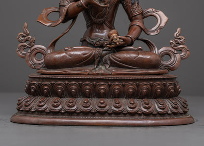 Vajrasattva Statue | Oxidized Copper with Gold Face