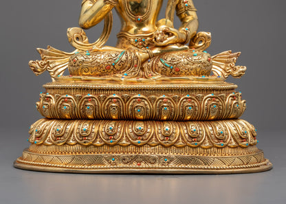 Gold Gilded Vajrasattva Statue, Handmade, Fire Gilded in 24k Gold, | Dorje Sempa