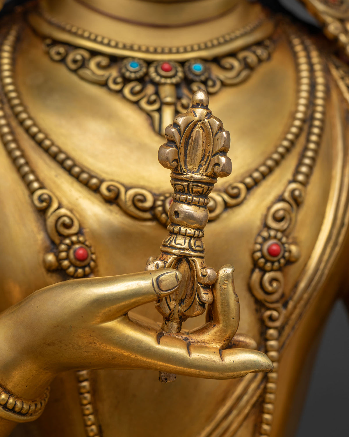 Vajrasattva (Dorje Sempa) Statue - 24K Gold Fire-Gilded Copper Idol