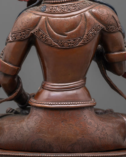 Vajrasattva Statue | Oxidized Copper with Gold Face