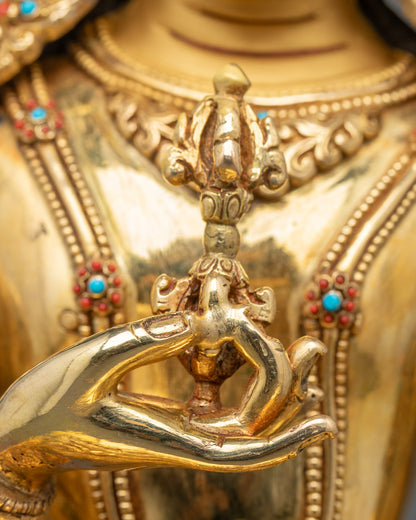 Gold Gilded Vajrasattva Statue, Handmade, Fire Gilded in 24k Gold, | Dorje Sempa