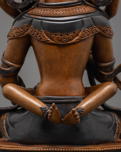 Oxidized Vajrasattva Union Statue | Artwork Featuring Divine Consort