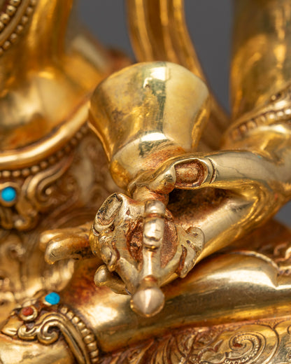 Gold Gilded Vajrasattva Statue, Handmade, Fire Gilded in 24k Gold, | Dorje Sempa
