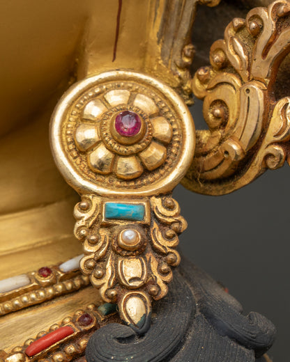 25 inch Tall Vajrasattva Statue from Nepal | Gold Fire-Gilded Figurine