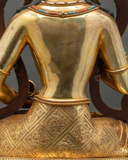 25 inch Tall Vajrasattva Statue from Nepal | Gold Fire-Gilded Figurine