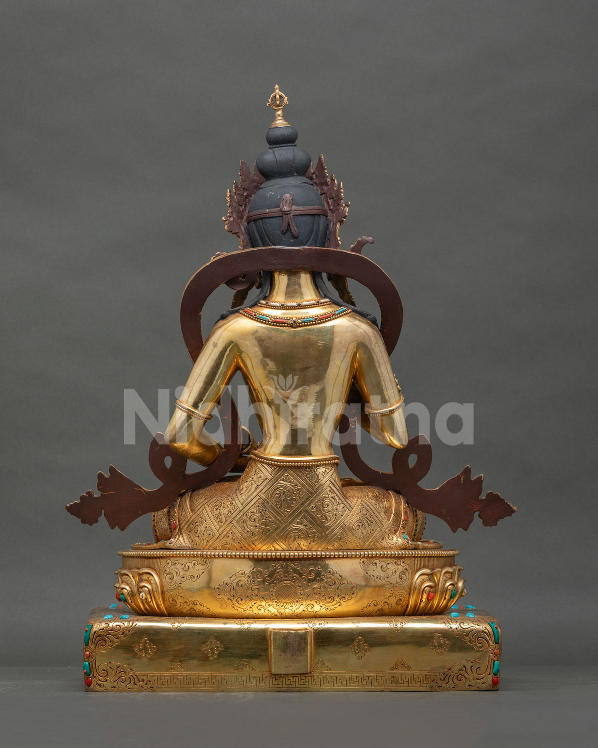 25 inch Tall Vajrasattva Statue from Nepal | Gold Fire-Gilded Figurine