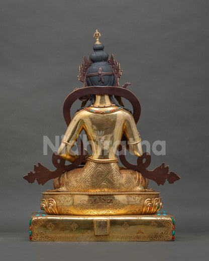 25 inch Tall Vajrasattva Statue from Nepal | Gold Fire-Gilded Figurine