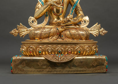 25 inch Tall Vajrasattva Statue from Nepal | Gold Fire-Gilded Figurine