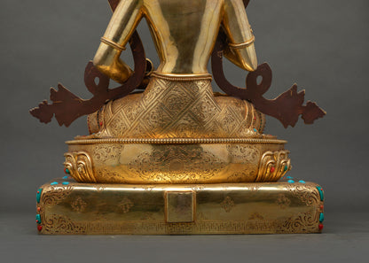25 inch Tall Vajrasattva Statue from Nepal | Gold Fire-Gilded Figurine