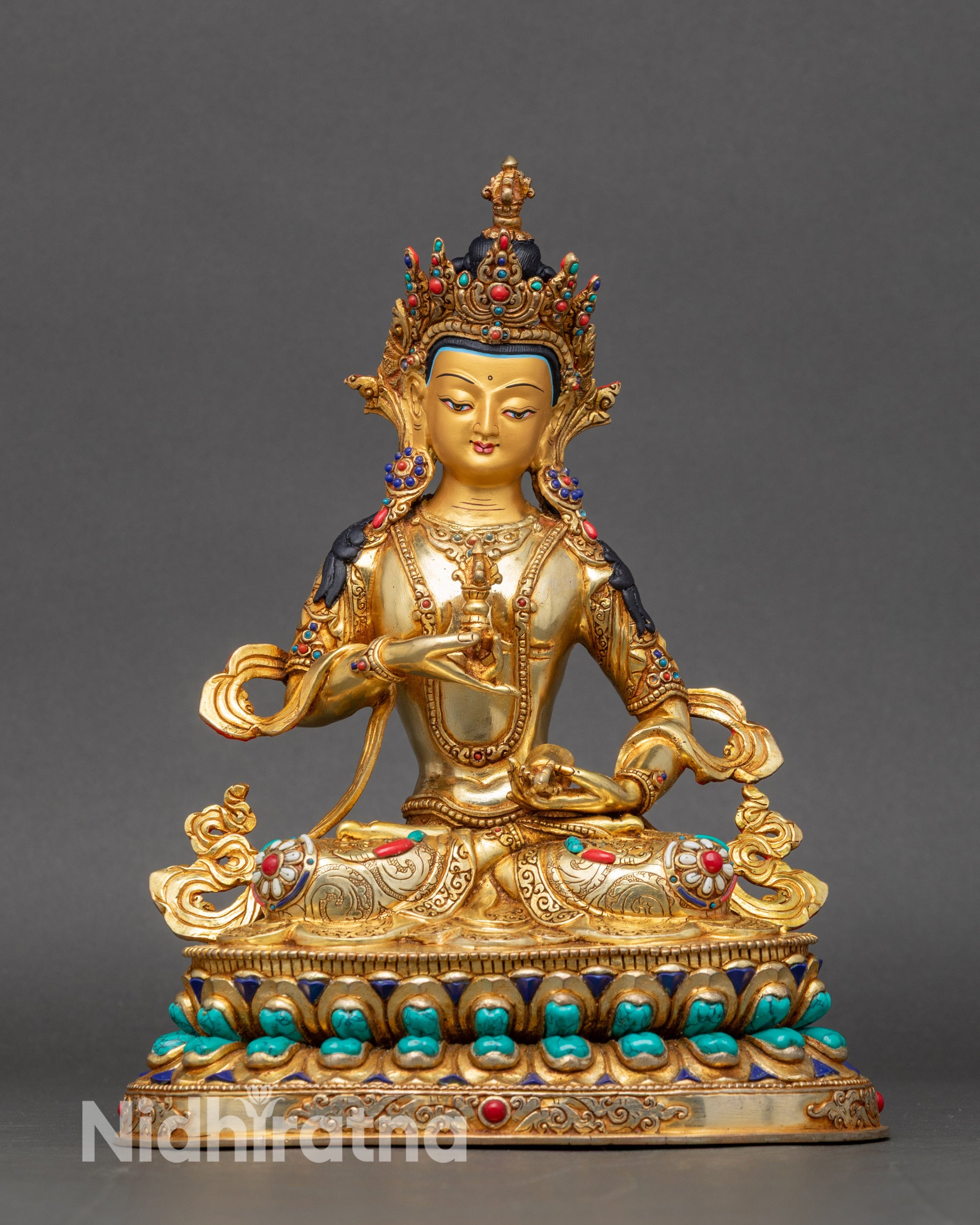 Vajrasattva Buddhist Figurine – Full Front View | Authentic Handmade 
Himalayan Sacred Statue crafted by Newari Artisans of Patan, Nepal