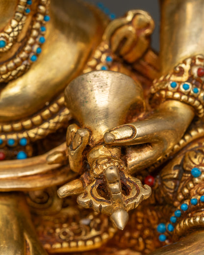 Vajrasattva Statue holding bell, symbolizing method in meditation