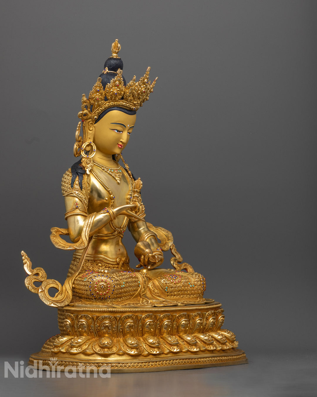 Vajrasattva Statue – Handcrafted Gold Gilded Copper from Nepal