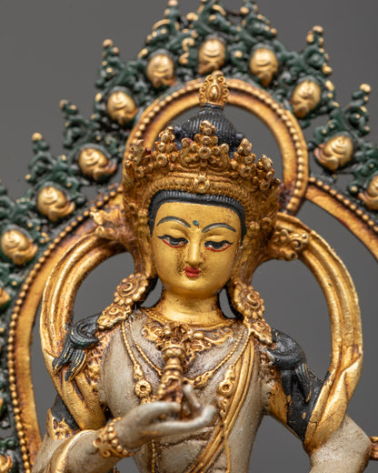 Vajrasattva holding vajra and bell, symbolizing indestructible truth and wisdom in traditional Himalayan art