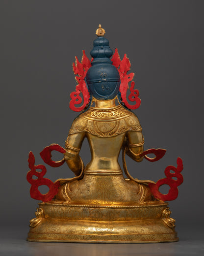 Vajrasattva purification Buddha statue on lotus seat crafted by Newar artist Nepal