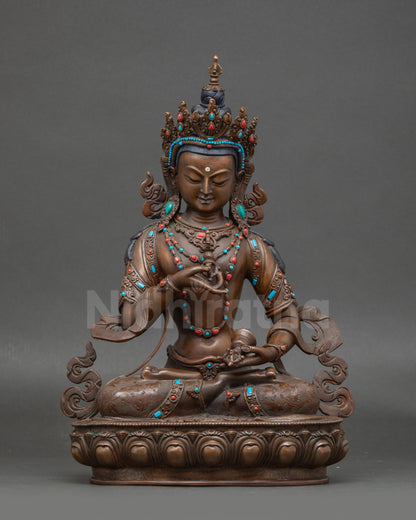 Vajrasattva statue for meditation altar, handcrafted Nepalese Buddhist deity