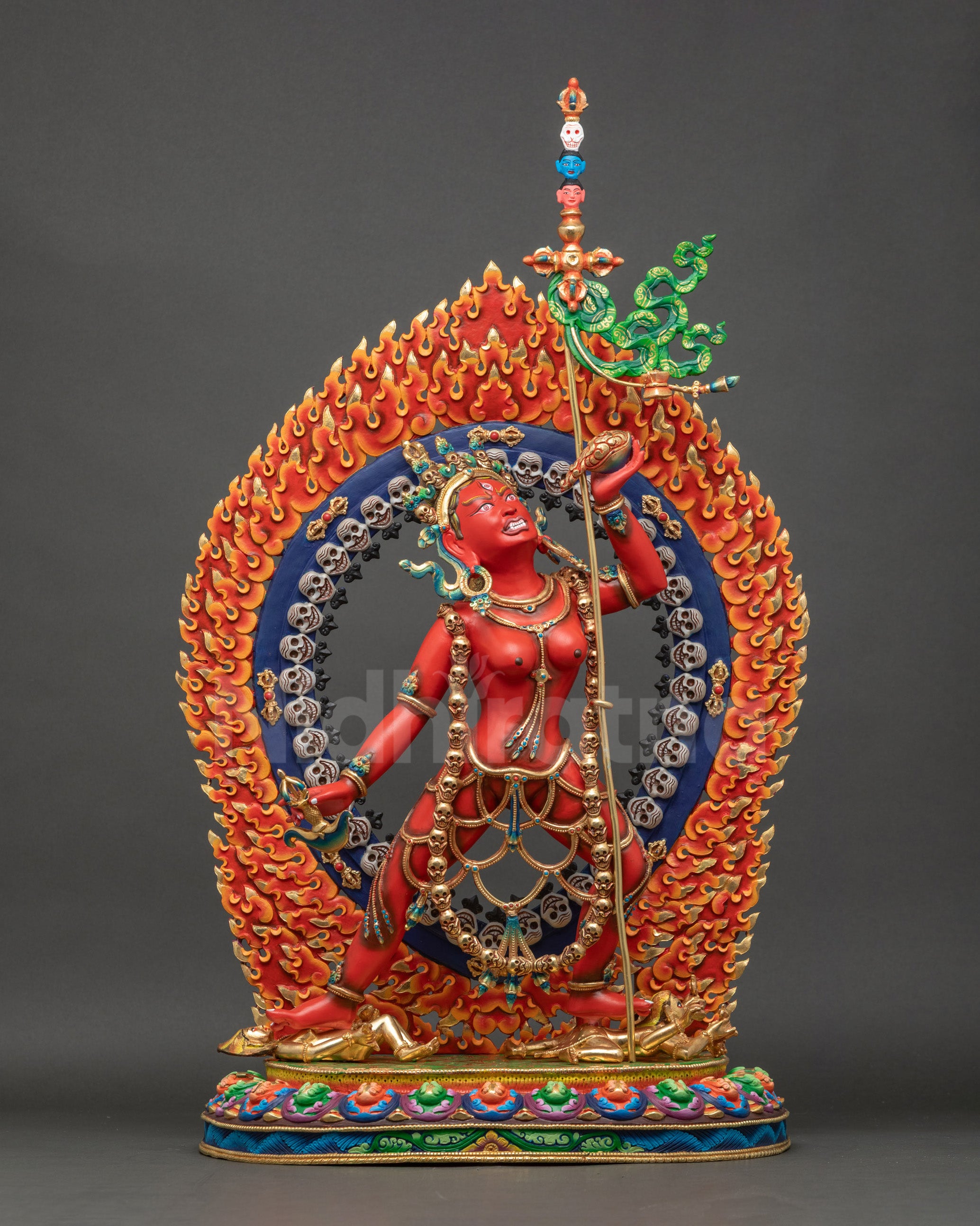 Vajrayogini Statue front view hand-painted copper goddess with wrathful expression