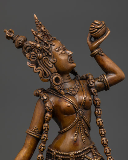 Vajrayogini oxidized copper statue regular close up handcrafted Newari Buddhist sculpture
