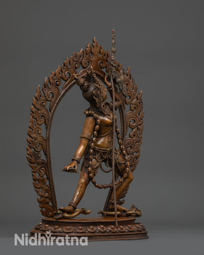 Vajrayogini oxidized copper statue right view side khatvanga trident meditation sculpture
