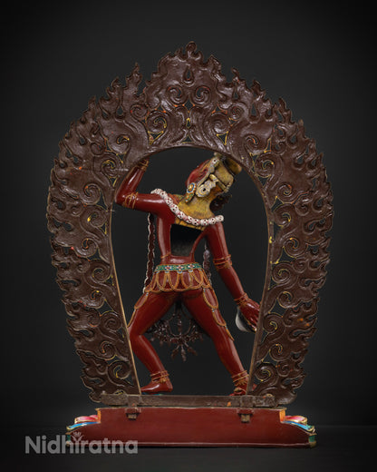 The Vajrayogini statue, a striking representation of transformative wisdom and fierce compassion, adorned with bold colors and intricate details.