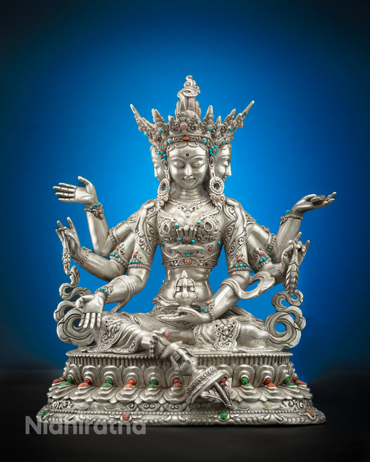 This Vashudhara Statue is Made from Pure Sliver | Sacred Sliver Art of  Vashudhara statue